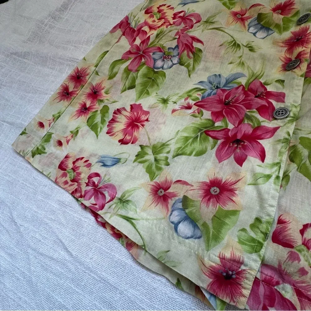 Villager Floral Skort Skirt Linen Cotton Liz Claiborne SZ 16